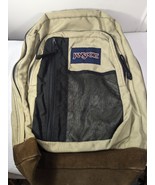 Vintage Jansport backpack suede leather bottom tan brow black mesh front... - $49.00