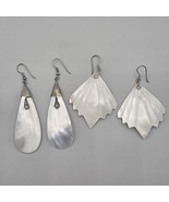 Vintage Carved Mother of Pearl Earring Lot 2 Pair Dangle Pierced Ear Art... - $972.70 MXN