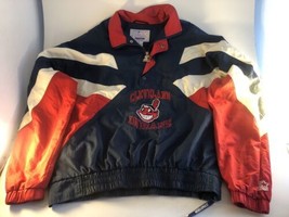 VTG Cleveland Indians Starter Pullover Jacket 1/4 Zip XL Chief Wahoo Big Logo - £62.63 GBP