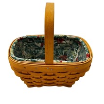 Longaberger Handwoven Basket With Handle & Fabric Liner Dresden Ohio USA Holiday - $24.00