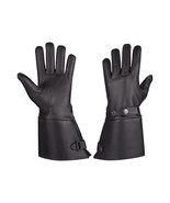 Men s Thermal Lined Leather Gauntlet Gloves w Snap Wrist Cuff - £39.10 GBP