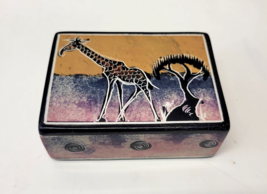 Carved Giraffe Soap Stone Trinket Dish w/ Lid Savanna Safari Etched Afri... - £11.93 GBP