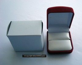 Red Velvet Ring Gift Box 2&quot;  Box White Satin Lined Box Hinged Box JD067 - £3.07 GBP