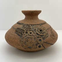 Carma 1980 Pottery Art Clay Southwestern Flare Flowers Home Décor Vase 3... - $16.82