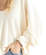 Free People Santa Clara Thermal Long Sleeve  Alabaster Med MSRP $78 NWT  2312-13 - £27.62 GBP