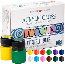 Decola Acrylic Gloss Paint Set 12 colors х 20 ml by Nevskaya Palitra Russia - $28.90