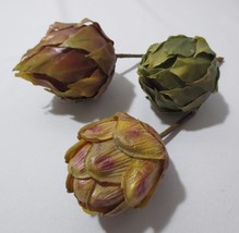 3 Realistic Artificial Imitation Faux Fake Food Replica Fruit ARTICHOKES PROPS - £6.39 GBP