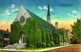Vtg Linen Postcard Pennsylvania PA Huntingdon - The Abbey Church - Unused - £4.86 GBP