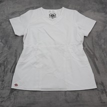 Dickies Shirt Womens S White Vneck Black Label Medical Uniform Scrub Top - £15.00 GBP