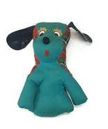 Vintage 1960&#39;s Plaid Plush Puppy Dog Stuffed Animal 12” Plastic Ears Shalom - $313.72 MXN