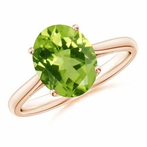 ANGARA Oval Solitaire Peridot Cocktail Ring for Women, Girls in 14K Solid Gold - £829.31 GBP