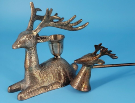 International Silver Deer Candle Holder And Candle Extinguisher Set, Ind... - £16.33 GBP