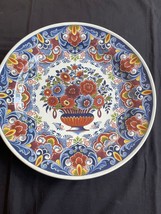 XL 14.2 inches delft wallplate flowerbasket and floral . Marked back - £101.23 GBP