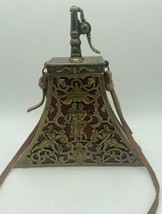 Powder Flask Brass ? Metal &amp; Wood Construction Beautiful With Ornate Design 7.5” - £52.30 GBP