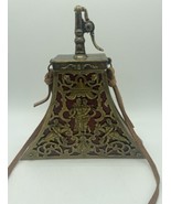 Powder Flask Brass ? Metal &amp; Wood Construction Beautiful With Ornate Des... - £51.11 GBP