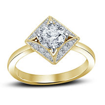 2 Ct Round Simulated Diamond Solitaire Engagement Ring 10K Yellow Gold Plated - £53.47 GBP