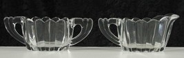 Vintage Lot Heisey Elegant Clear Glass CRYSTOLITE Ribbed Creamer &amp; Sugar Set - £13.69 GBP