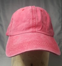 Baseball Hat Cap Red 100% Cotton Adjustable Strap Washed Look Blank - £3.79 GBP