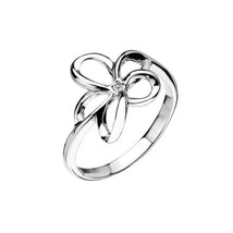 Hot Diamonds Plumeria Open Petal Flower Silver Ring With Real Diamond - £33.65 GBP