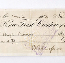 1912 Kineo Trust Company Bank Check E.A. Sampson Dover Maine Signed Anti... - $184.88 MXN
