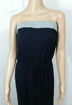 J Crew AMIE Black Gray Strapless Drawstring Waist Maxi Dress Size Small Summer - £18.60 GBP