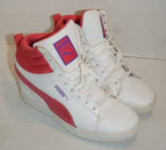 Puma Womens Shoe Size 7 Hidden Wedge High Top Sport Lifestyle White/Red - $39.59