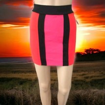 Y2K Forever 21 Mini Skirt S NEW Punk Goth Vintage 90s Pink Red Stretch Bodycon - £20.61 GBP