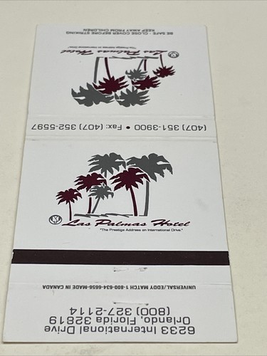 Matchbook Cover  Las Palmas Hotel   Orlando, Florida  Unstruck  gmg Item image 5