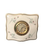 Vintage Lenox  Porcelain Table Clock Rose Manor Pattern - Pink Rosebuds ... - $25.63 CAD