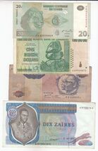 Zimbabwe, Zaire, Congo. Angola, Lot of 4, All Different Banknote - $11.59