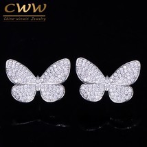 Icro pave cubic zirconia stud earrings cute vivid insect butterfly shape fashion ladies thumb200