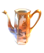 Moriage Pitcher Nippon Gilded Hand Painted Scene Trees No Lid - $49.54