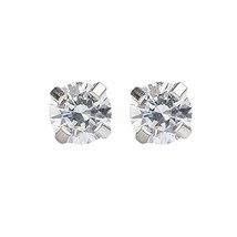 Silver Ear Piercing Earrings 4mm Clear Round Cubic Zirconia CZ Studex System 75 - £7.12 GBP