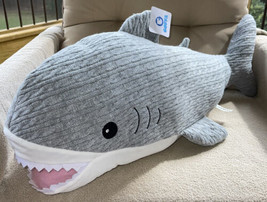 Goffa Large Gray &amp; White Cable Knit Whale Plush 26” Stuffed Animal New S... - $29.99