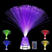 Playlearn Fiber Optic Lamp  Color Changing Crystal Base With Remote - Usb/Batter - £25.78 GBP