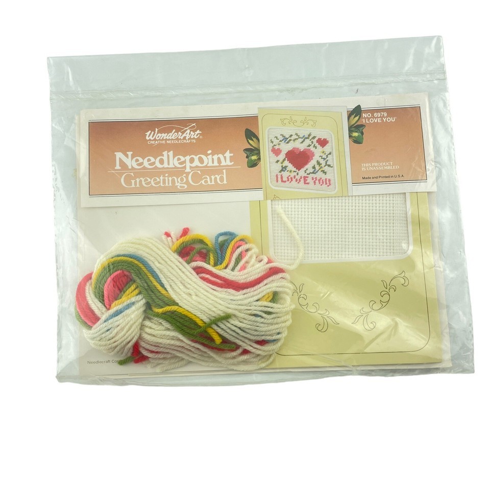 Wonderart Needlepoint Greeting Card Kit 6979 Embroidery I Love You Valentine Item image 4