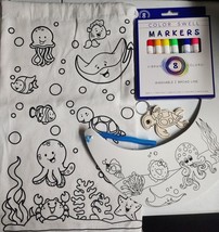 DIY Ocean Animals Beach Bag and Visor Turtle Kids Art Craft Kit Bundle Lot - £7.93 GBP