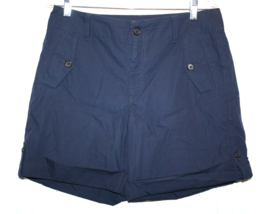 Women&#39;s Ralph Lauren Cotton Button Up Shorts size 8 Navy Blue Cuffed - £10.54 GBP