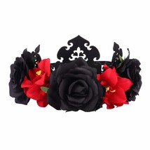Halloween Rose Flower Crown Vintage Dia de Los Muertos Day of The Dead Rose Flow - £24.11 GBP