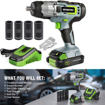 WORKPRO 20V Cordless Impact Wrench w/4 PIECE Drive Impact Sockets 2.0Ah Battery - $125.99