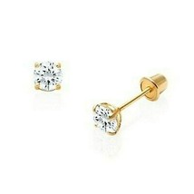 Genuine Diamond Baby Stud Screw Back Earrings in 10k Yellow gold - $49.80