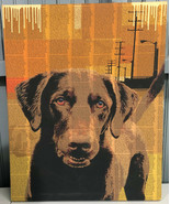 Black Lab Labrador Retriever Screened Canvas Wooden Framed Print 20x16&quot;  - £32.32 GBP