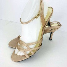 Jacqueline Ferrar Size 9 M Champaign Beige Fabric Strappy Open Toe Heel ... - £23.97 GBP