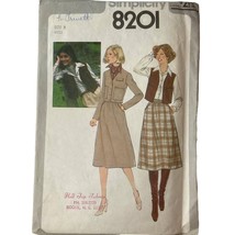 1977 Simplicity 8201 Misses 8  Skirt Jacket Vest Cotton Silk Craftcore - $9.87