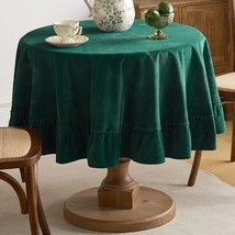 Soft Luxurious Velvet Tablecloth, Ruffled Solid Color Round Thick Tablecloth, Vi - £37.29 GBP