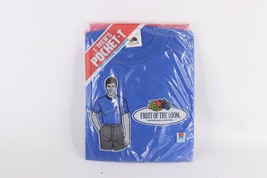 NOS Vintage 80s Mens Small Blank Short Sleeve Pocket T-Shirt Royal Blue USA - £38.89 GBP