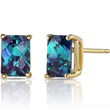 14K Yellow Gold 2.50 Carats Created Alexandrite Earrings - £236.60 GBP