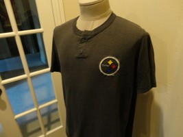 Vtg 90&#39;s Sewn Charcoal Gray Pittsburgh Steelers NFL 2 Button Jersey Shirt Fit XL - £20.78 GBP