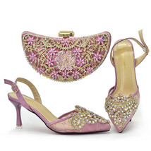 New Italian Lady Shoes&amp;Bag High 8 CM Luxury Design Rhinestone Matching S... - £77.84 GBP