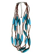 Y2K Turquoise Multi Strand Necklace Boho Layered Beaded Brown Seed Beads... - $23.40